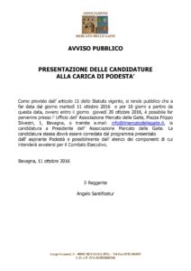AVVISO PUBBLICO - PRESENTAZIONE DELLE CANDIDATURE ALLA CARICA DI PODESTA'